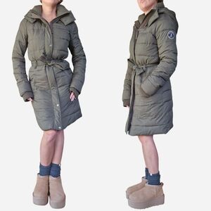 Vintage Y2K Abercrombie & Fitch Puffer Jacket Long Winter Coat Parka  Green S